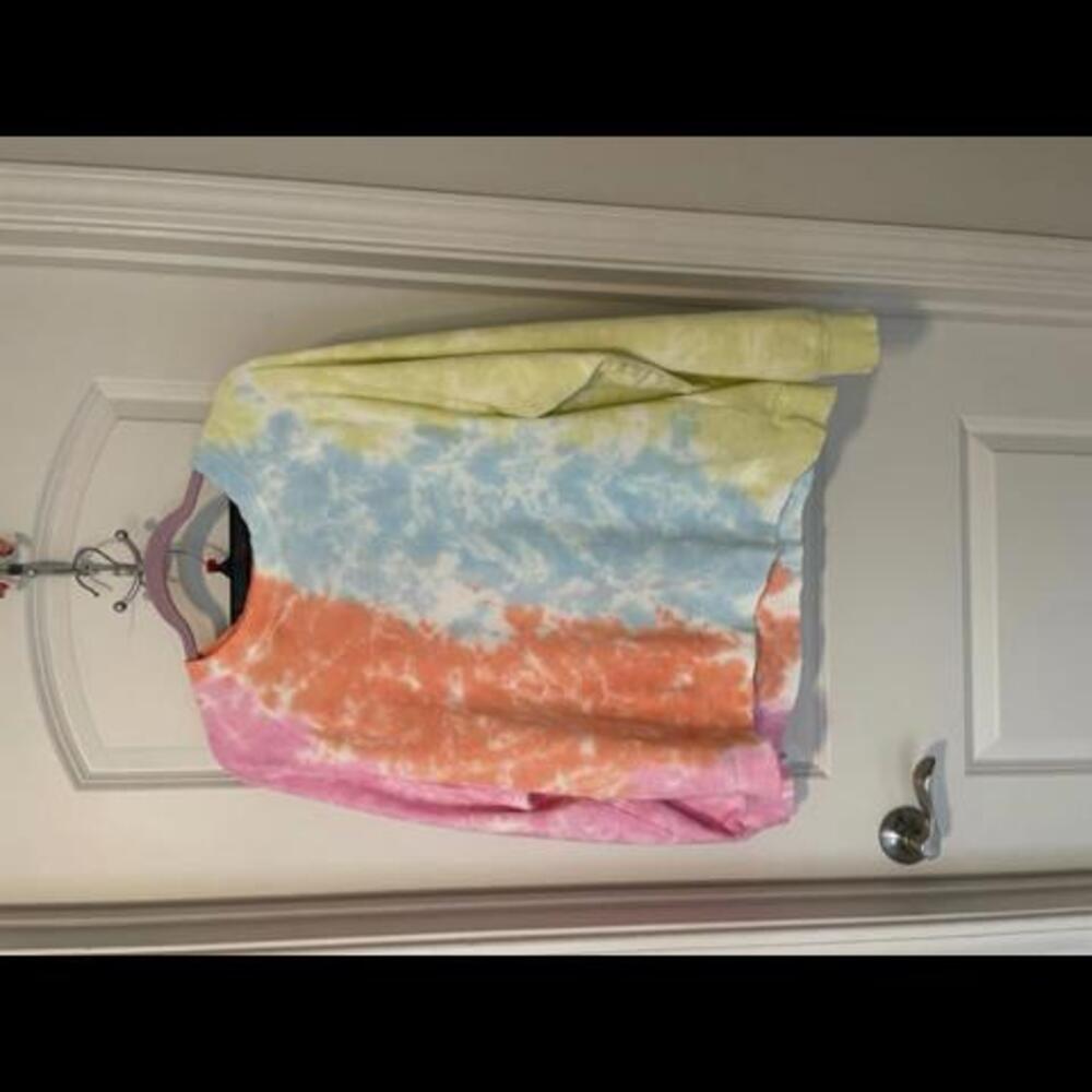 Pastel Rainbow Tie Dye Lounge Set Long Sleeve‎ Sweatshirt and Shorts 2 Piece Set